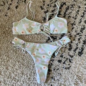 Floral Print O Ring Thong Bikini
